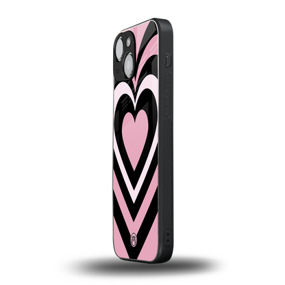 y2k retro pink hearts back phone cover | glass case for iphone 13 mini