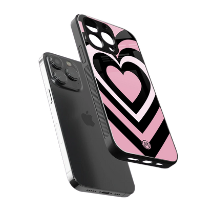 y2k retro pink hearts back phone cover | glass case for iphone 13 pro max