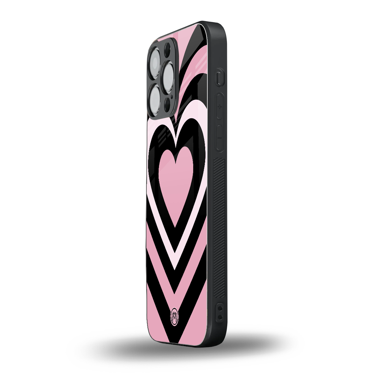 y2k retro pink hearts back phone cover | glass case for iphone 13 pro max