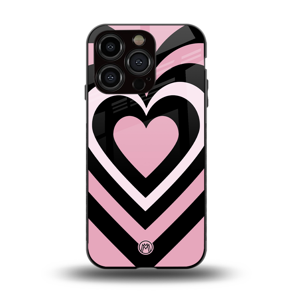 y2k retro pink hearts back phone cover | glass case for iphone 13 pro