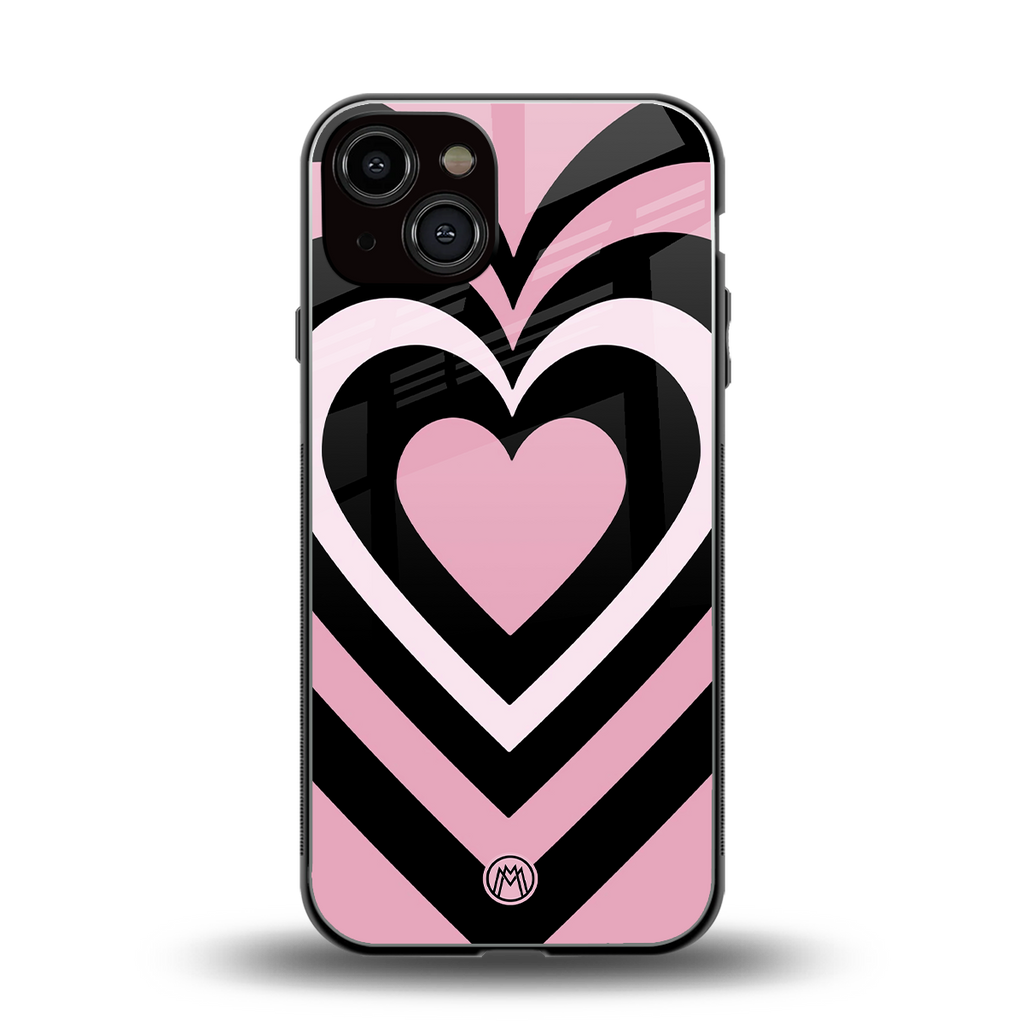 y2k retro pink hearts back phone cover | glass case for iphone 13
