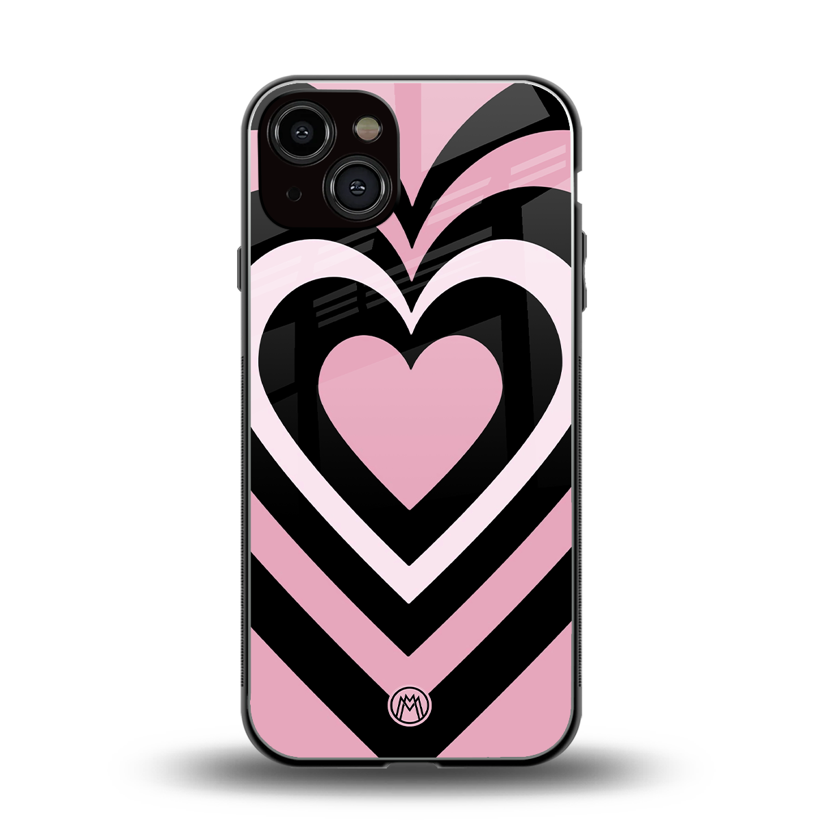 y2k retro pink hearts back phone cover | glass case for iphone 13