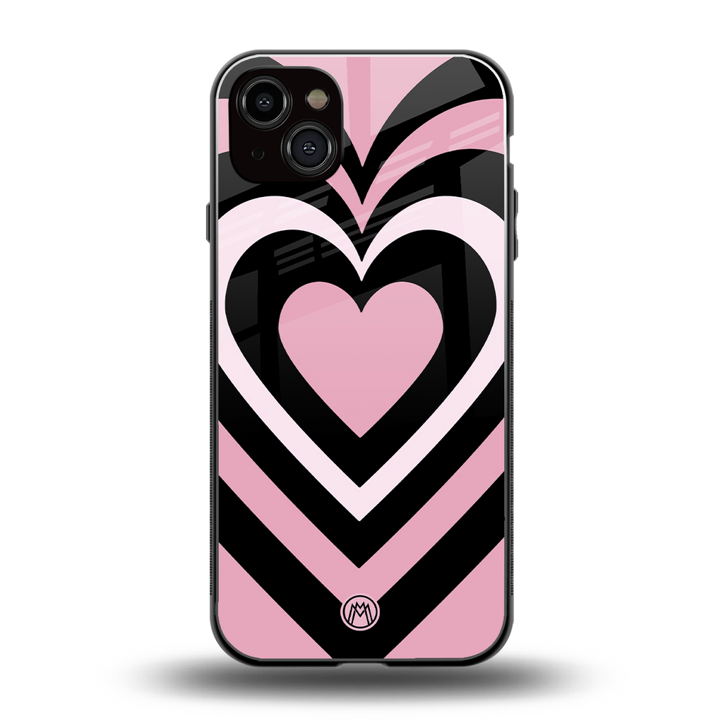 y2k retro pink hearts back phone cover | glass case for iphone 14 plus