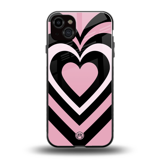 y2k retro pink hearts back phone cover | glass case for iphone 14 plus
