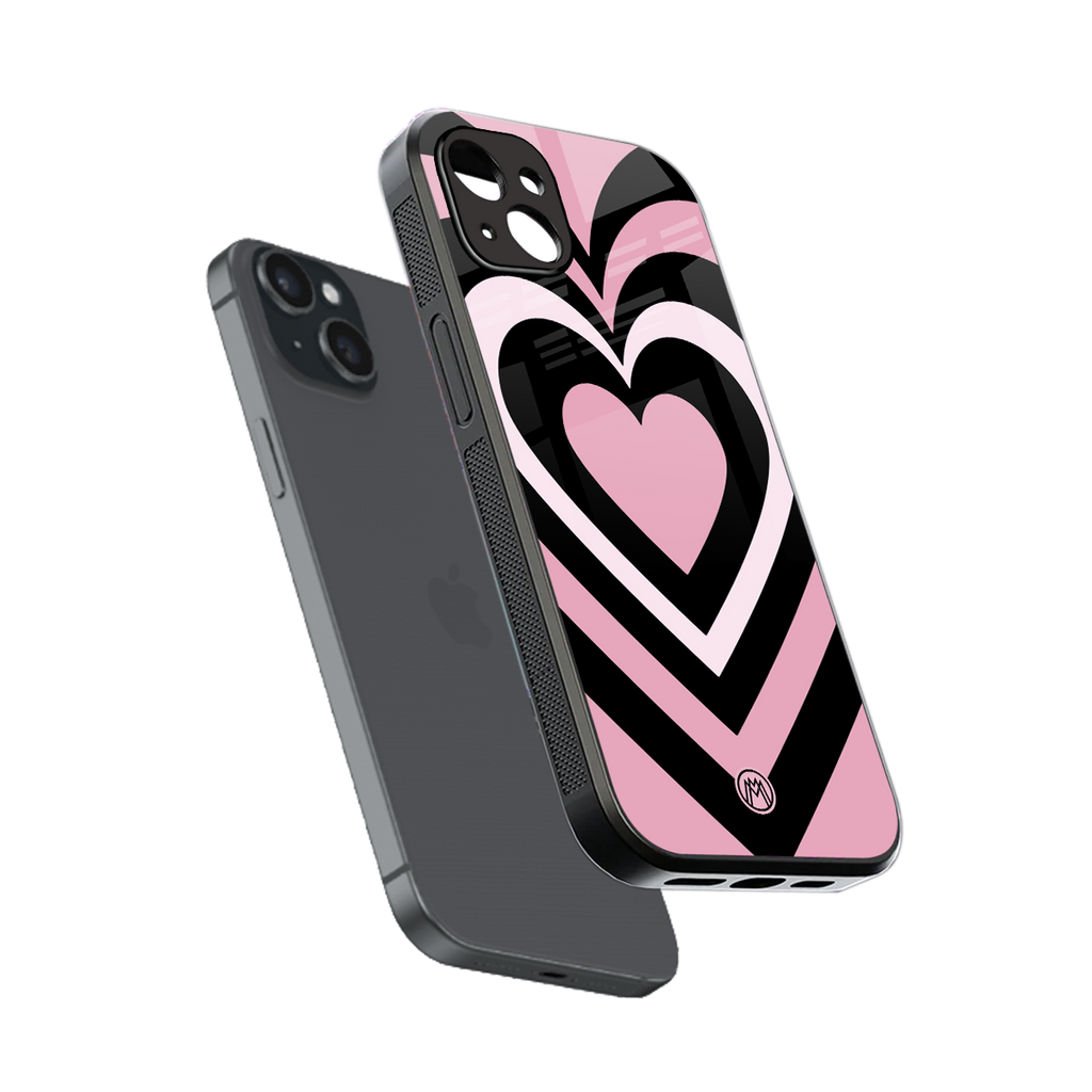 y2k retro pink hearts back phone cover | glass case for iphone 14 plus