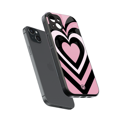 y2k retro pink hearts back phone cover | glass case for iphone 14 plus