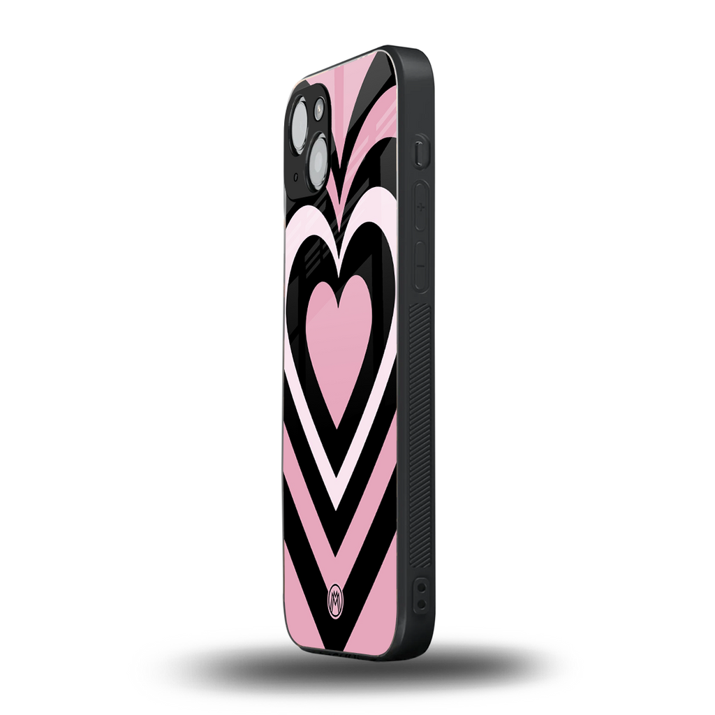 y2k retro pink hearts back phone cover | glass case for iphone 15 plus