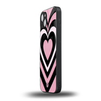 y2k retro pink hearts back phone cover | glass case for iphone 15 plus