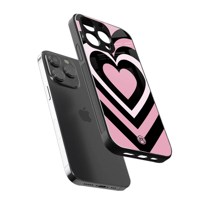 y2k retro pink hearts back phone cover | glass case for iphone 15 pro max