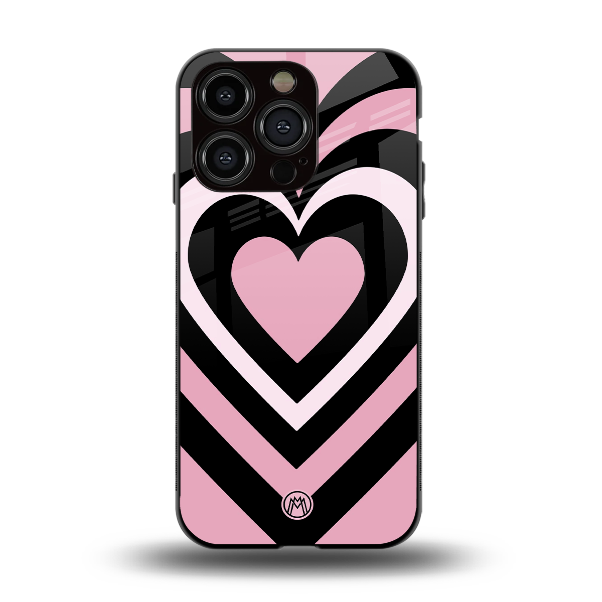 y2k retro pink hearts back phone cover | glass case for iphone 15 pro