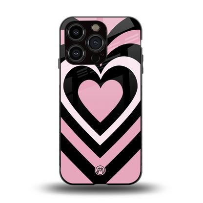 y2k retro pink hearts back phone cover | glass case for iphone 15 pro