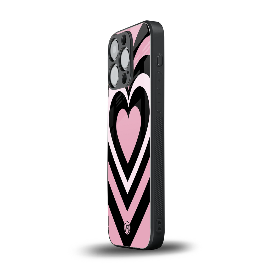 y2k retro pink hearts back phone cover | glass case for iphone 15 pro