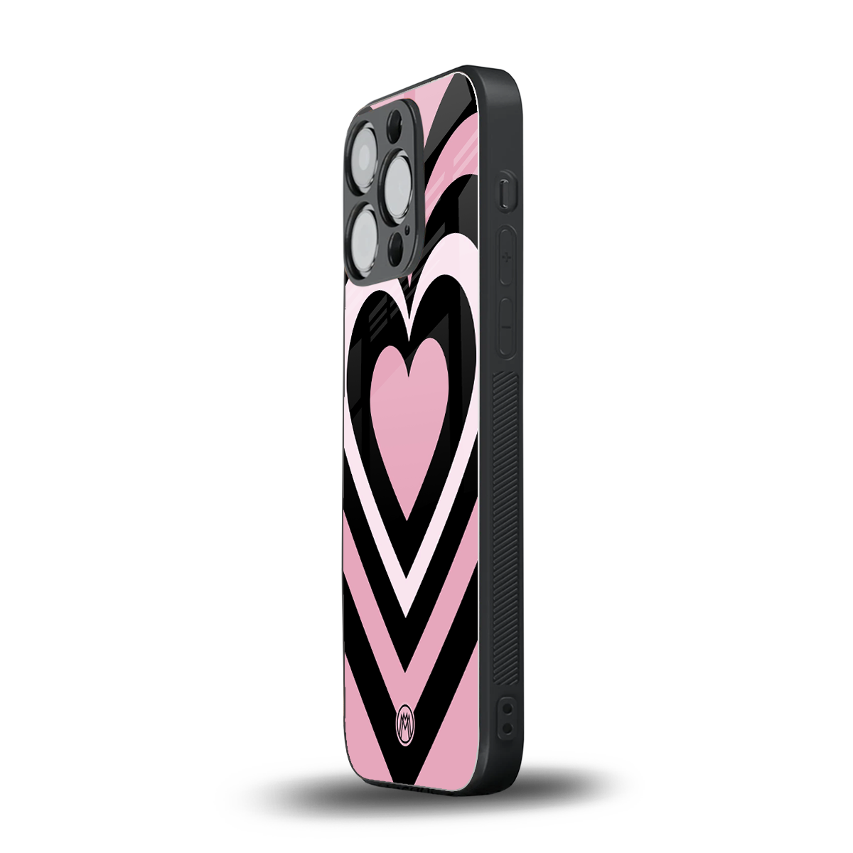 y2k retro pink hearts back phone cover | glass case for iphone 15 pro