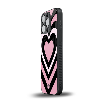 y2k retro pink hearts back phone cover | glass case for iphone 15 pro