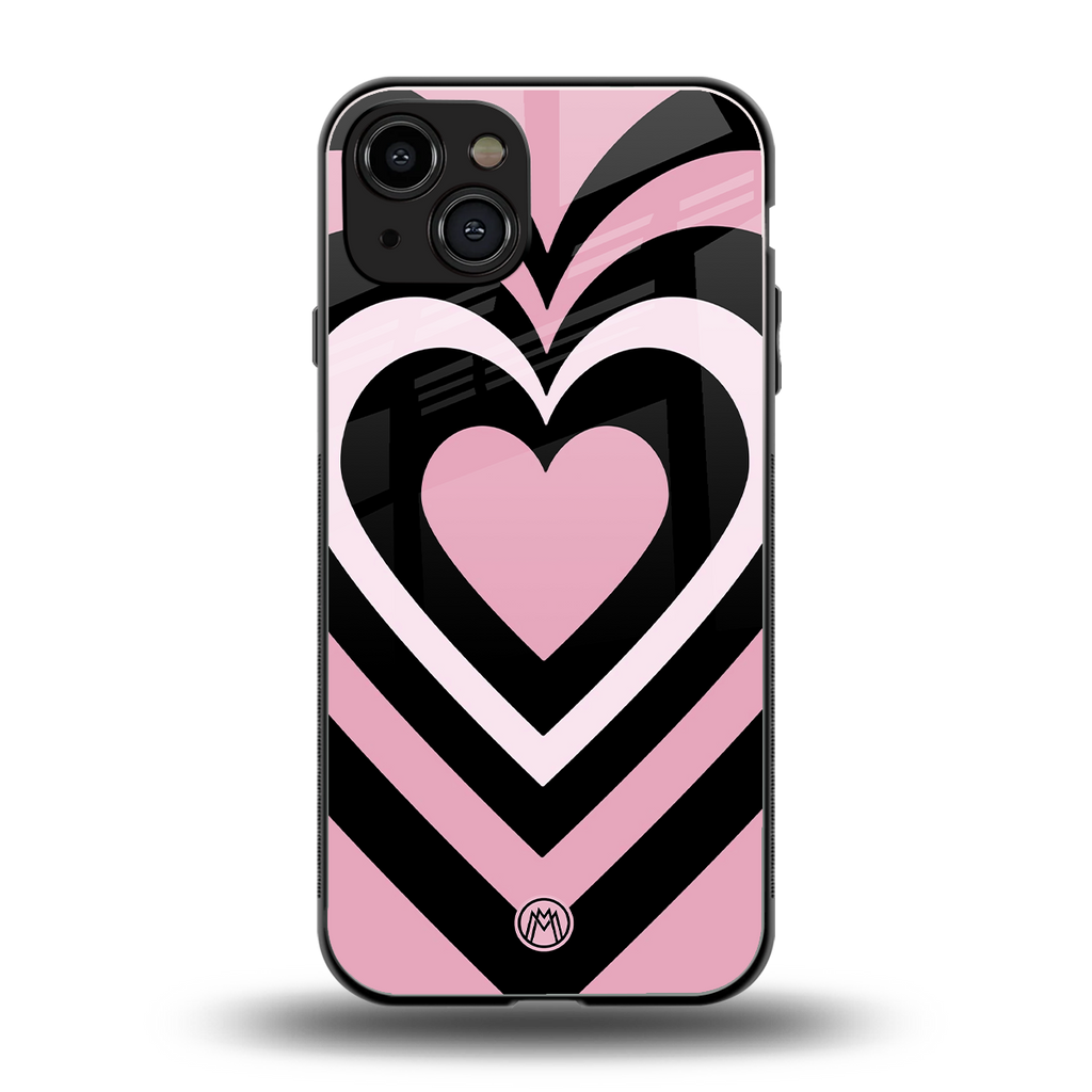 y2k retro pink hearts back phone cover | glass case for iphone 15