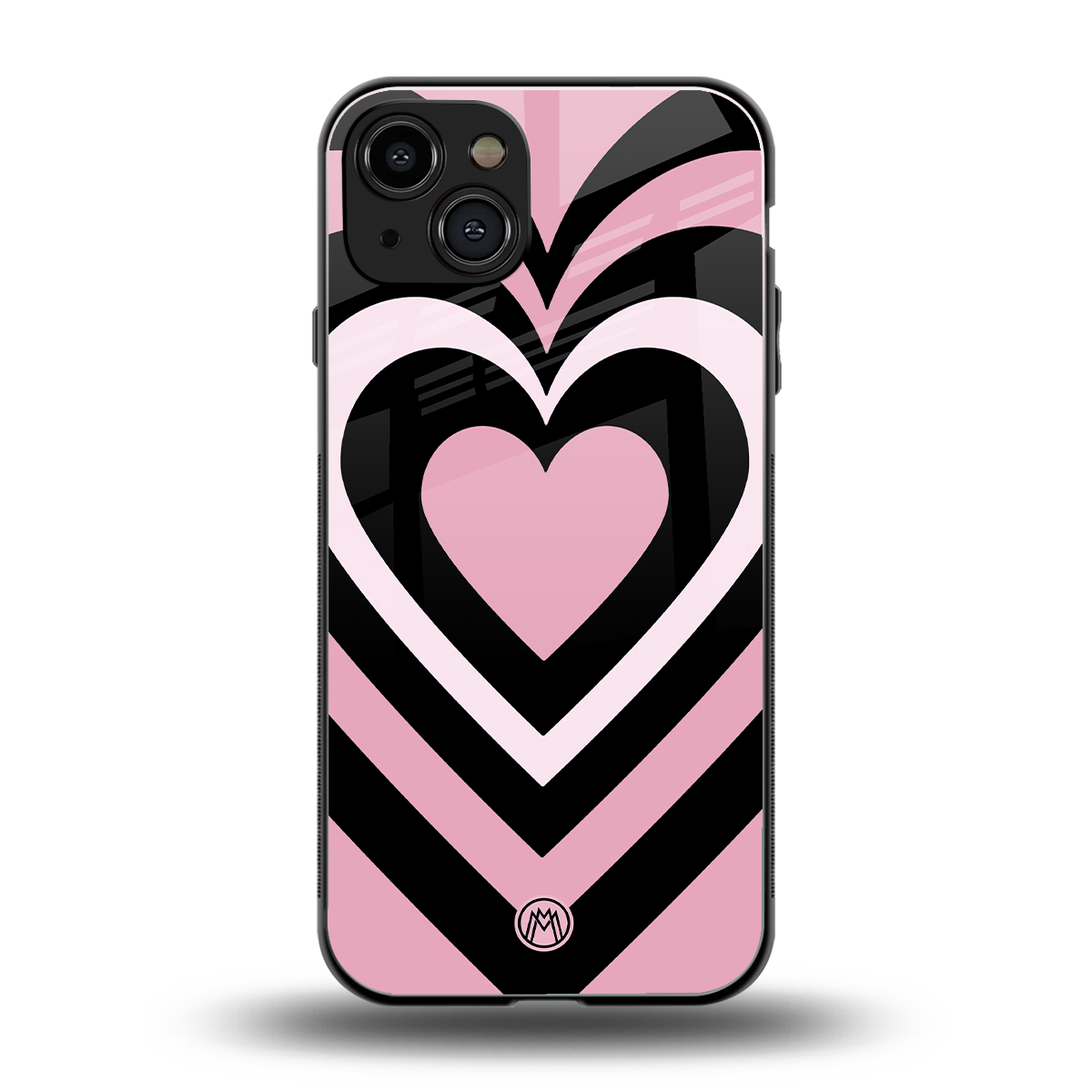 y2k retro pink hearts back phone cover | glass case for iphone 15