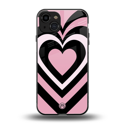 y2k retro pink hearts back phone cover | glass case for iphone 14