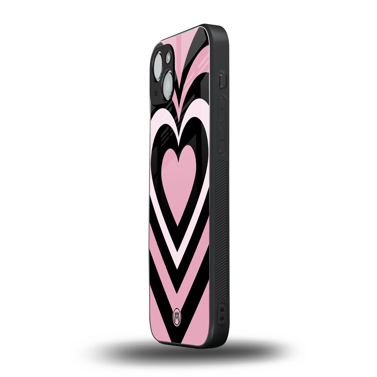 y2k retro pink hearts back phone cover | glass case for iphone 15