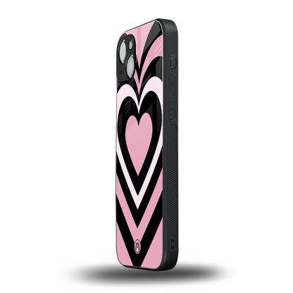 y2k retro pink hearts back phone cover | glass case for iphone 15