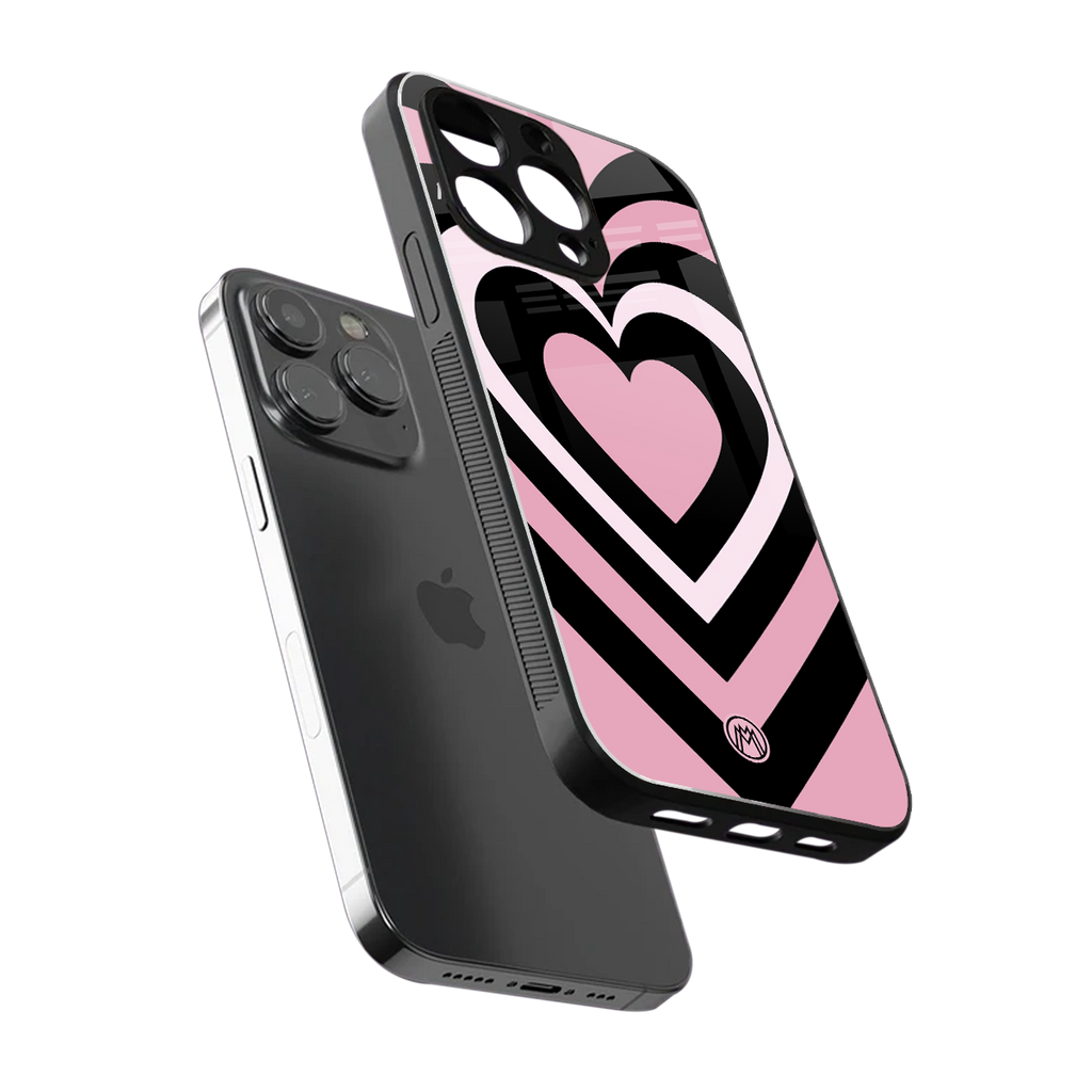 y2k retro pink hearts back phone cover | glass case for iphone 15 pro