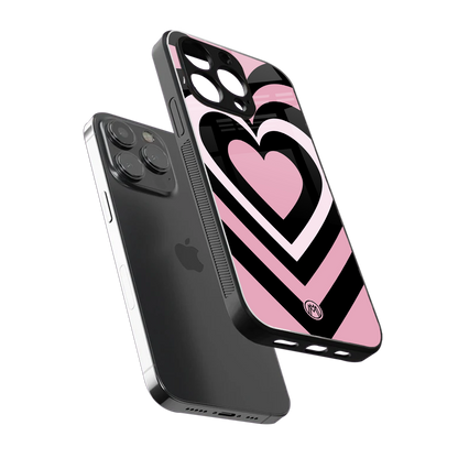 y2k retro pink hearts back phone cover | glass case for iphone 14 pro