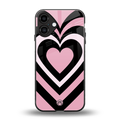 y2k retro pink hearts back phone cover | glass case for iphone 16 plus