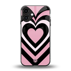 y2k retro pink hearts back phone cover | glass case for iphone 16 plus