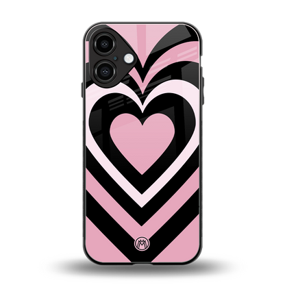 y2k retro pink hearts back phone cover | glass case for iphone 16 plus