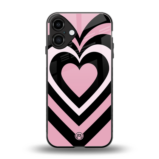 y2k retro pink hearts back phone cover | glass case for iphone 16 plus