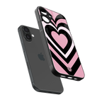y2k retro pink hearts back phone cover | glass case for iphone 16 plus