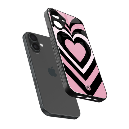y2k retro pink hearts back phone cover | glass case for iphone 16 plus