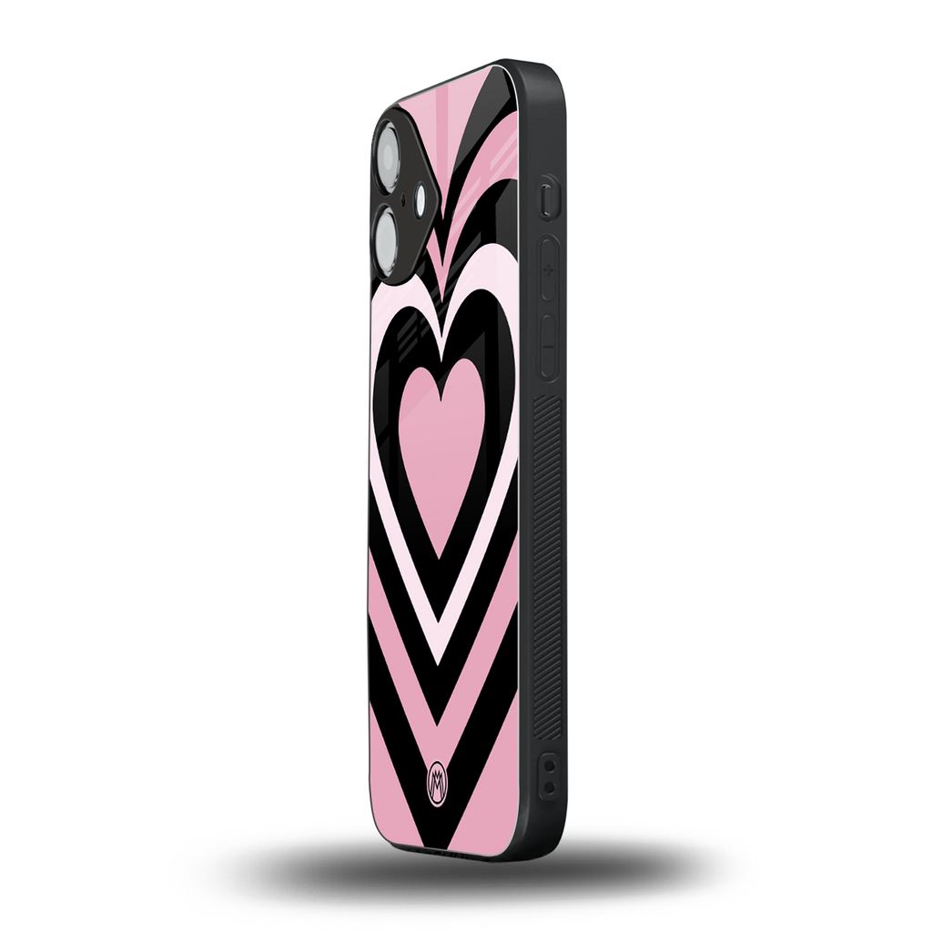 y2k retro pink hearts back phone cover | glass case for iphone 16 plus