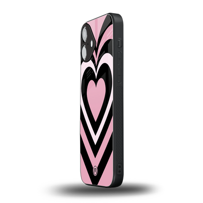 y2k retro pink hearts back phone cover | glass case for iphone 16 plus