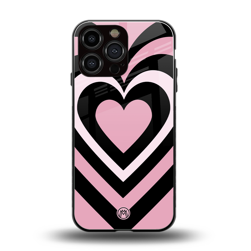 y2k retro pink hearts back phone cover | glass case for iphone 16 pro max