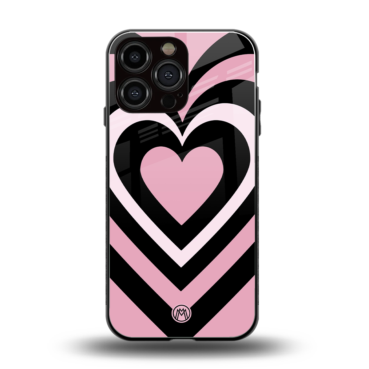 y2k retro pink hearts back phone cover | glass case for iphone 16 pro max