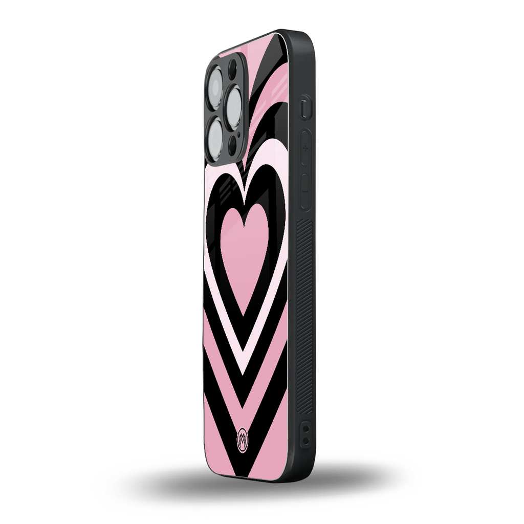 y2k retro pink hearts back phone cover | glass case for iphone 16 pro max