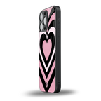 y2k retro pink hearts back phone cover | glass case for iphone 16 pro max