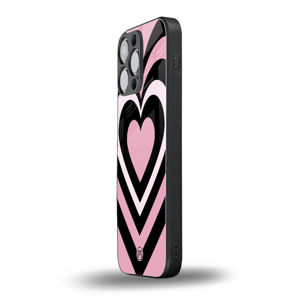 y2k retro pink hearts back phone cover | glass case for iphone 16 pro max