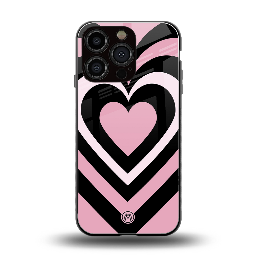 y2k retro pink hearts back phone cover | glass case for iphone 16 pro