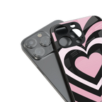 y2k retro pink hearts back phone cover | glass case for iphone 15 pro