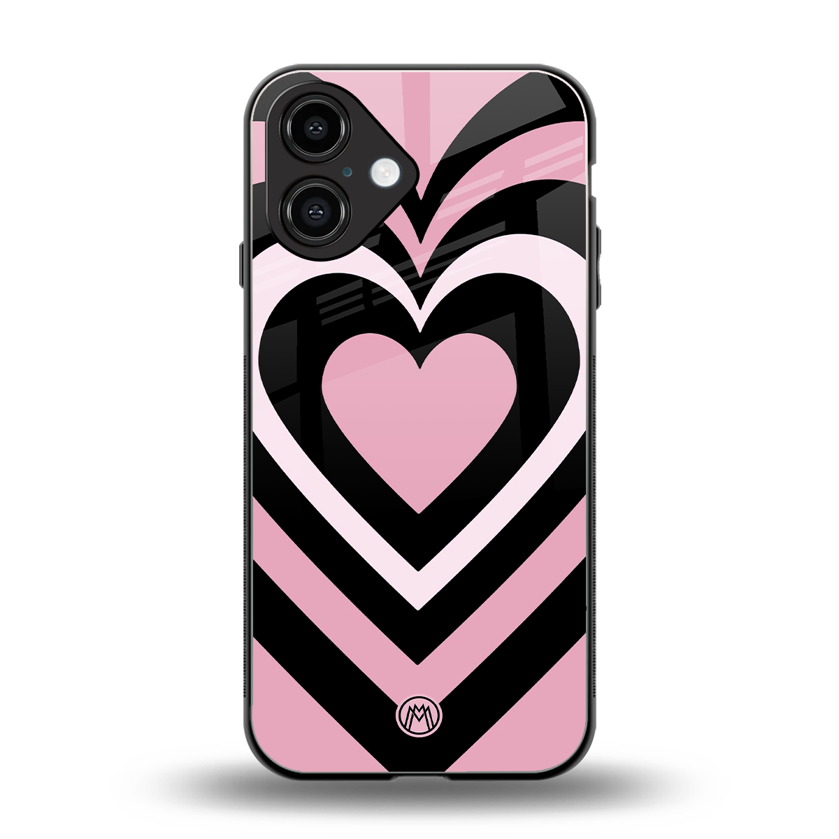 y2k retro pink hearts back phone cover | glass case for iphone 16