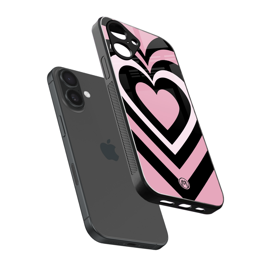 y2k retro pink hearts back phone cover | glass case for iphone 16