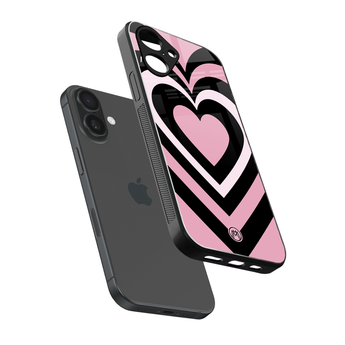 y2k retro pink hearts back phone cover | glass case for iphone 16