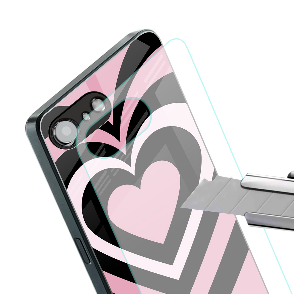 y2k retro pink hearts back phone cover | glass case for iphone 16e