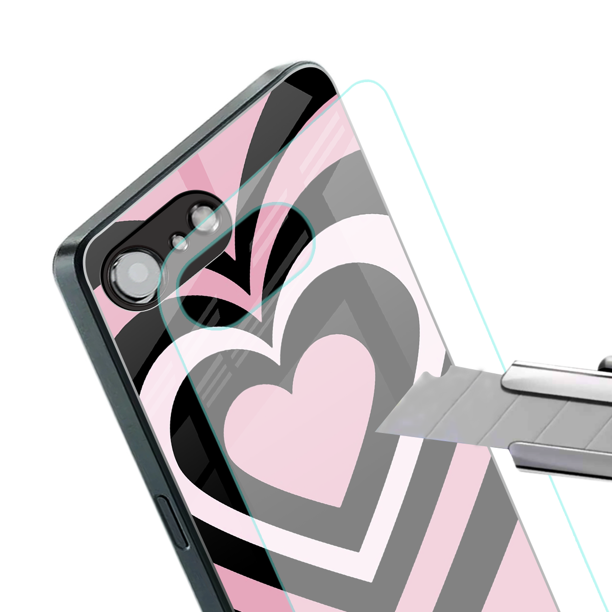 y2k retro pink hearts back phone cover | glass case for iphone 16e