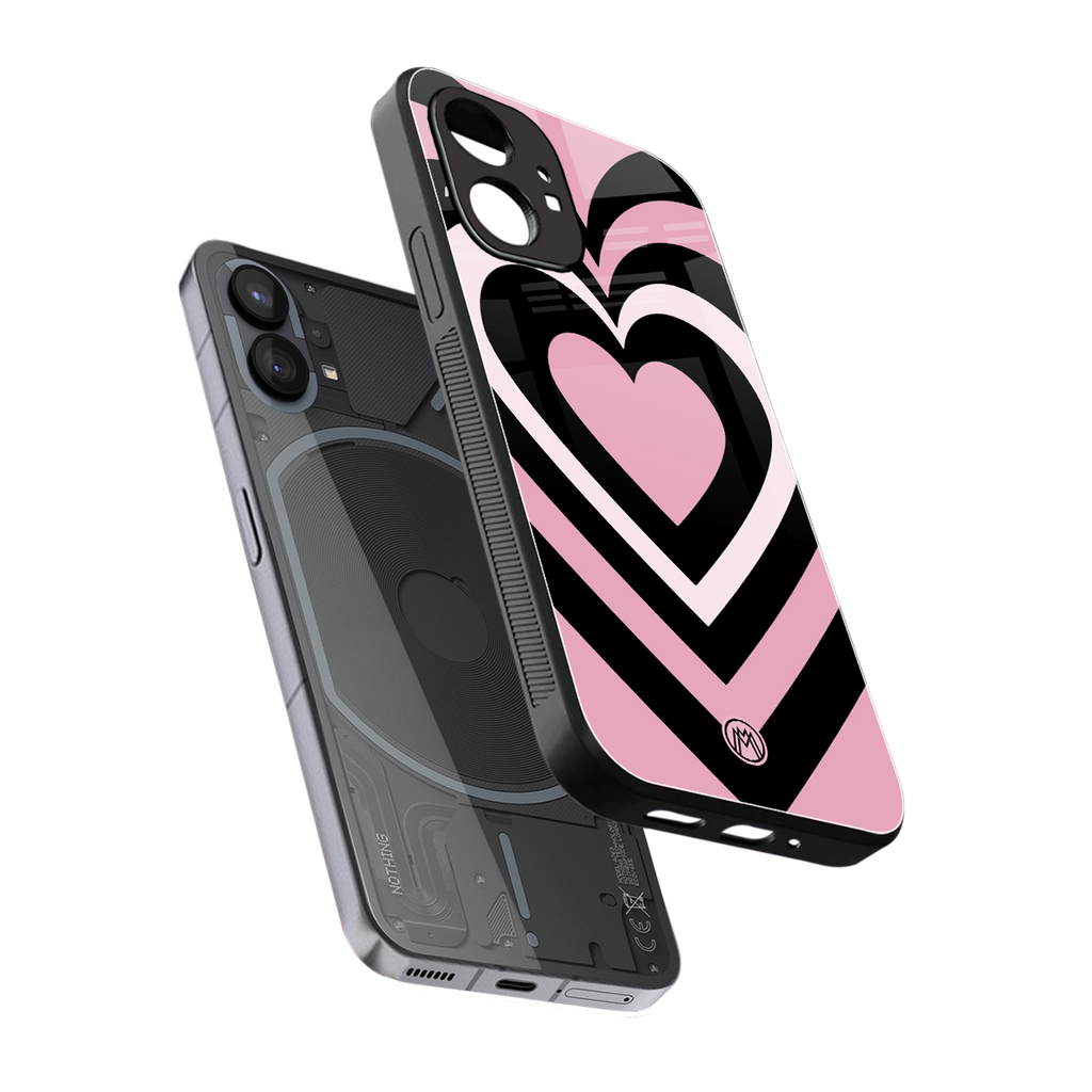y2k retro pink hearts back phone cover | glass case for nothing phone 1