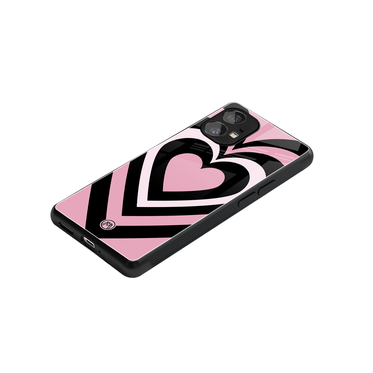 y2k retro pink hearts back phone cover | glass case for nothing phone 1
