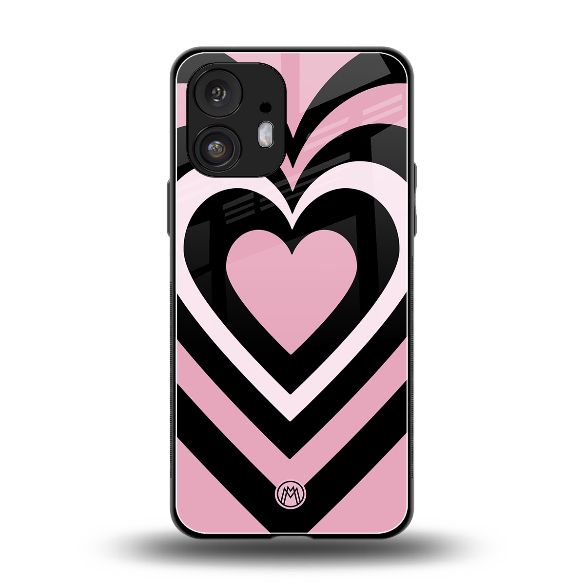 y2k retro pink hearts back phone cover | glass case for nothing phone 2