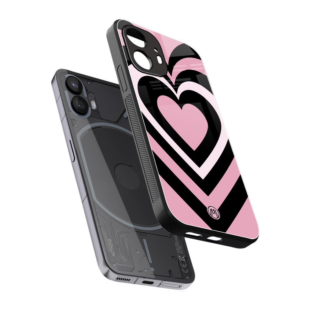 y2k retro pink hearts back phone cover | glass case for nothing phone 2