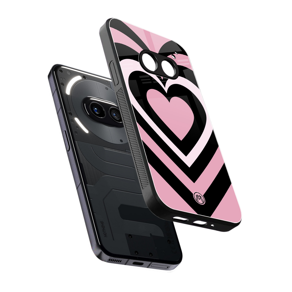y2k retro pink hearts back phone cover | glass case for nothing phone 2a